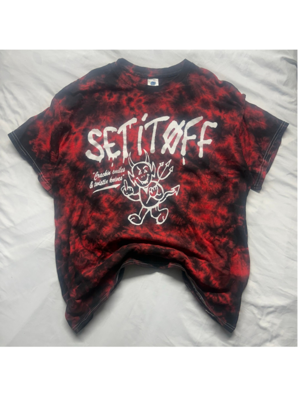 Set It Off Band Shirt Mens Large L Red Black Tie Dye Devil Graphic Tee
